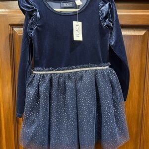 NWT The Children's Place Midnight Blue Velvet Dress